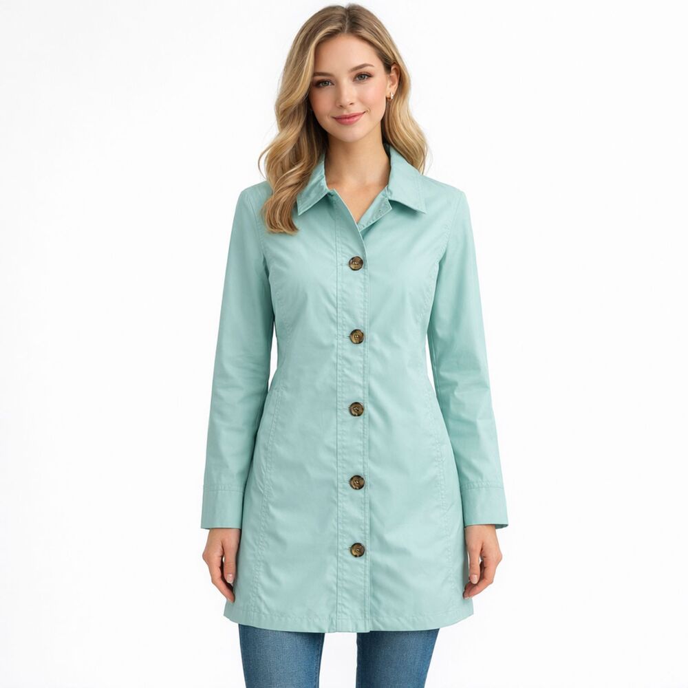 Lands’ End Raincoat Size 4P XSP Teal Blue LIKE NEW